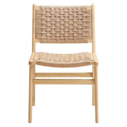 Saoirse Woven Rope Wood Dining Side Chair Set of 2 in Natural Natural