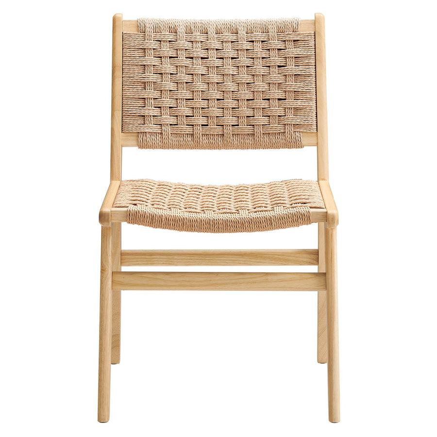 Aurora Woven Rope Wood Dining Side Chair Set of 2 in Natural Natural