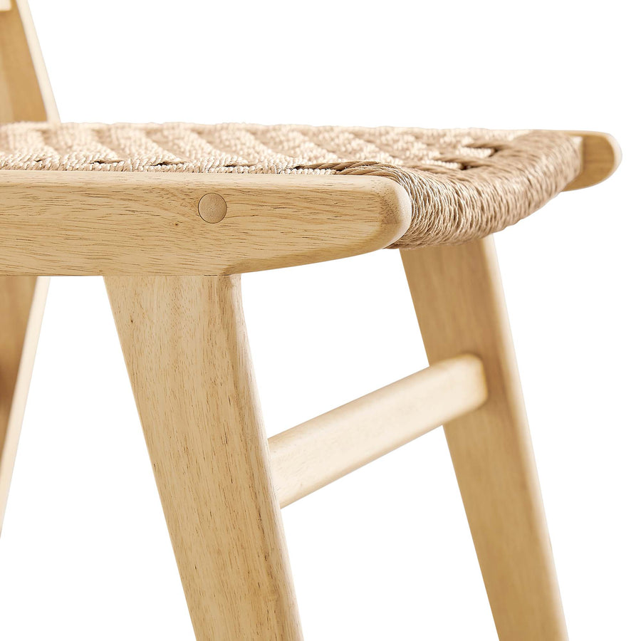 Aurora Woven Rope Wood Dining Side Chair Set of 2 in Natural Natural