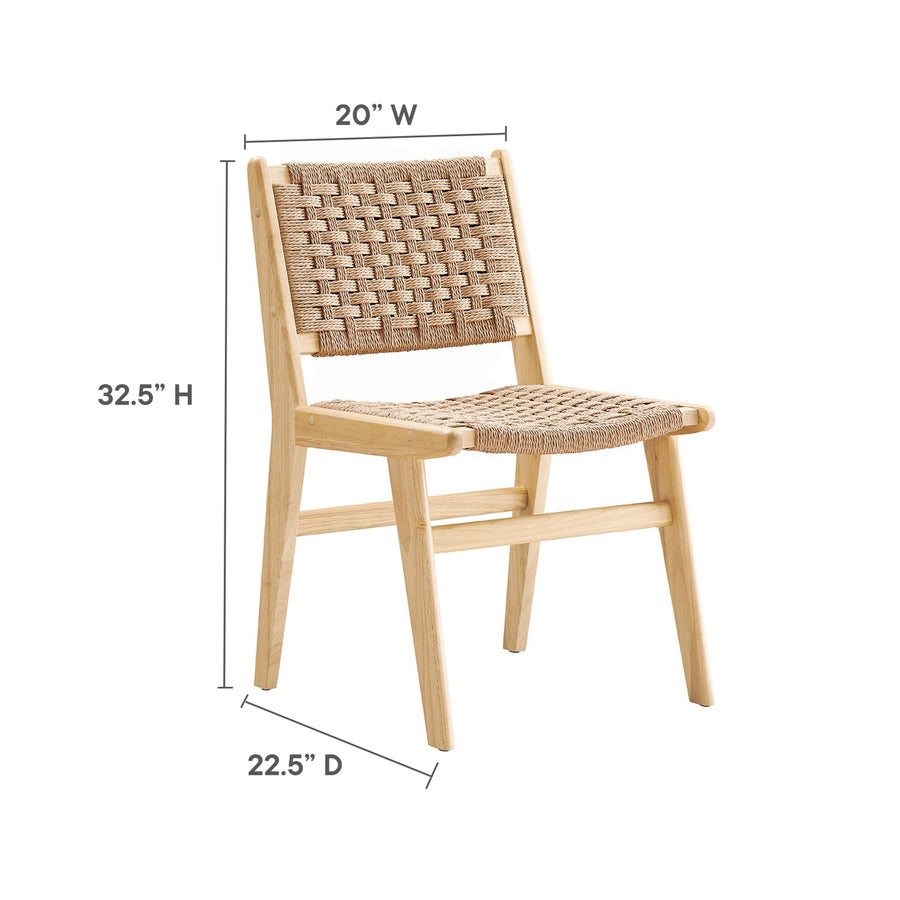 Aurora Woven Rope Wood Dining Side Chair Set of 2 in Natural Natural