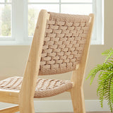 Aurora Woven Rope Wood Dining Side Chair Set of 2 in Natural Natural
