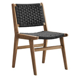 Aurora Woven Rope Wood Dining Side Chair Set of 2 in Walnutt Black