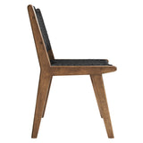 Aurora Woven Rope Wood Dining Side Chair Set of 2 in Walnutt Black