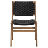Aurora Woven Rope Wood Dining Side Chair Set of 2 in Walnutt Black