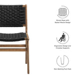 Aurora Woven Rope Wood Dining Side Chair Set of 2 in Walnutt Black