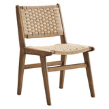 Aurora Woven Rope Wood Dining Side Chair Set of 2 in Walnut Natural