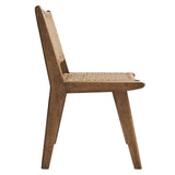 Aurora Woven Rope Wood Dining Side Chair Set of 2 in Walnut Natural