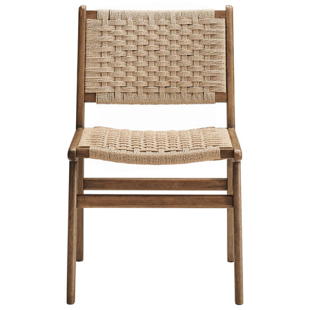 Saoirse Woven Rope Wood Dining Side Chair Set of 2 in Walnut Natural