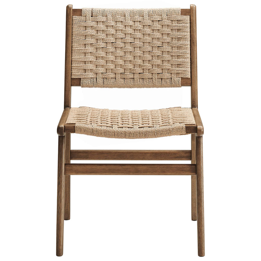 Aurora Woven Rope Wood Dining Side Chair Set of 2 in Walnut Natural
