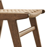 Aurora Woven Rope Wood Dining Side Chair Set of 2 in Walnut Natural