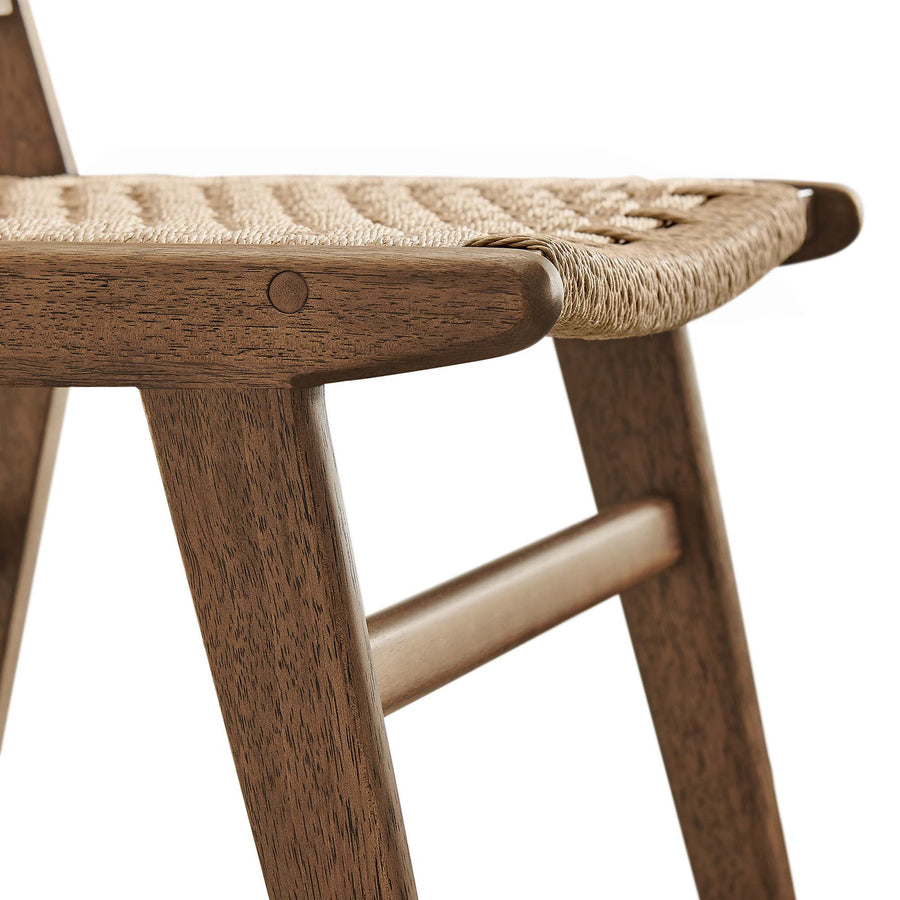 Aurora Woven Rope Wood Dining Side Chair Set of 2 in Walnut Natural