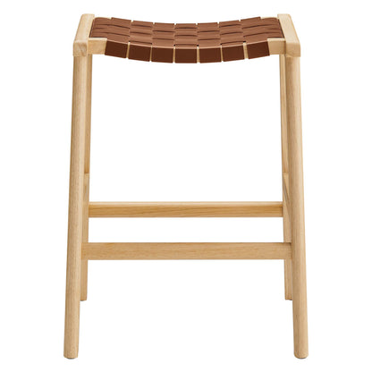 Saoirse Faux Leather Wood Counter Stool Set of 2 by Furniture For America