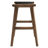 Aurora Faux Leather Wood Counter Stool Set of 2 in Walnut Black