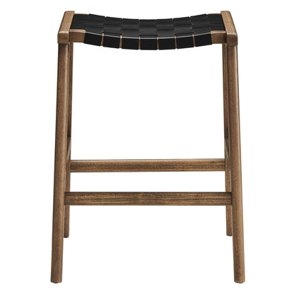 Saoirse Faux Leather Wood Counter Stool Set of 2 by Furniture For America