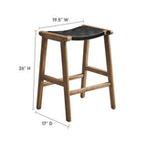 Aurora Faux Leather Wood Counter Stool Set of 2 in Walnut Black