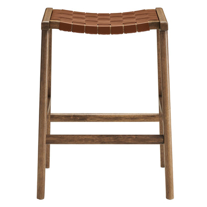 Saoirse Faux Leather Wood Counter Stool Set of 2 by Furniture For America