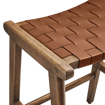 Saoirse Faux Leather Wood Counter Stool Set of 2 by Furniture For America