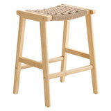 Aurora Woven Rope Wood Counter Stool Set of 2 in Natural Natural