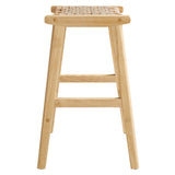 Aurora Woven Rope Wood Counter Stool Set of 2 in Natural Natural