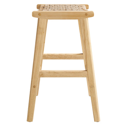 Saoirse Woven Rope Wood Counter Stool Set of 2 by Furniture For America
