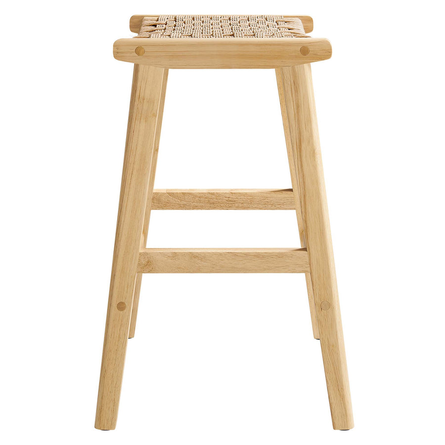 Aurora Woven Rope Wood Counter Stool Set of 2 in Natural Natural