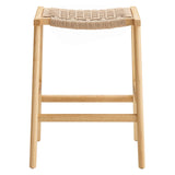 Aurora Woven Rope Wood Counter Stool Set of 2 in Natural Natural