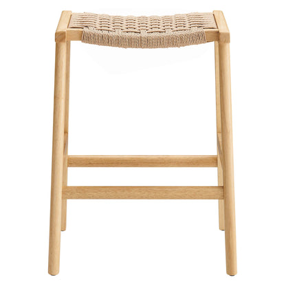 Saoirse Woven Rope Wood Counter Stool Set of 2 by Furniture For America