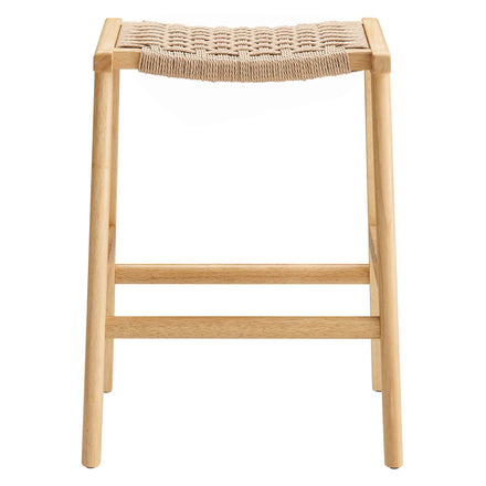 Saoirse Woven Rope Wood Counter Stool Set of 2 in Natural Natural