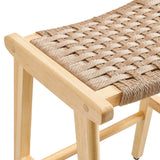 Aurora Woven Rope Wood Counter Stool Set of 2 in Natural Natural