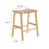 Aurora Woven Rope Wood Counter Stool Set of 2 in Natural Natural
