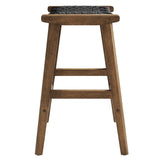 Aurora Woven Rope Wood Counter Stool Set of 2 in Walnut Black