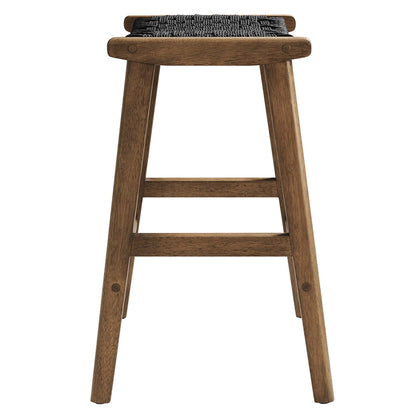 Saoirse Woven Rope Wood Counter Stool Set of 2 by Furniture For America