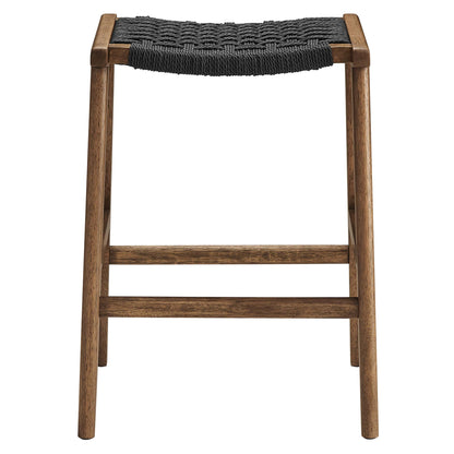 Saoirse Woven Rope Wood Counter Stool Set of 2 by Furniture For America
