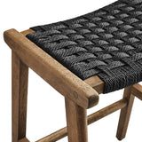 Aurora Woven Rope Wood Counter Stool Set of 2 in Walnut Black