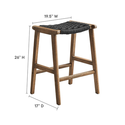 Saoirse Woven Rope Wood Counter Stool Set of 2 by Furniture For America