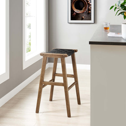 Saoirse Leather Wood Bar Stool Set of 2 by Furniture For America