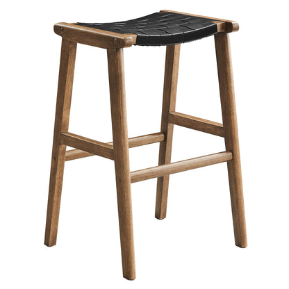 Saoirse Leather Wood Bar Stool Set of 2 by Furniture For America