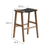 Aurora Leather Wood Bar Stool Set of 2 in Walnut Black