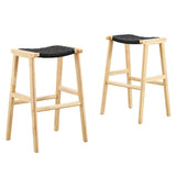Aurora Woven Rope Wood Bar Stool Set of 2 in Natural Black