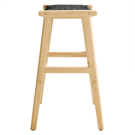 Saoirse Woven Rope Wood Bar Stool Set of 2 in Natural Black