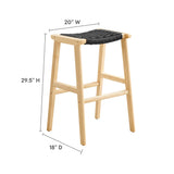 Aurora Woven Rope Wood Bar Stool Set of 2 in Natural Black