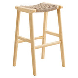 Aurora Woven Rope Wood Bar Stool Set of 2 in Natural Natural