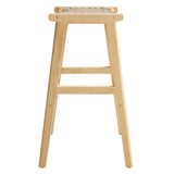 Aurora Woven Rope Wood Bar Stool Set of 2 in Natural Natural