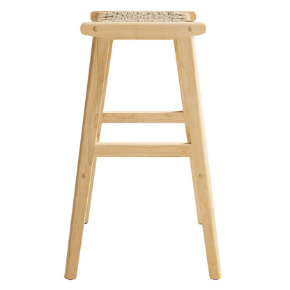 Saoirse Woven Rope Wood Bar Stool Set of 2 by Furniture For America