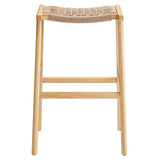Aurora Woven Rope Wood Bar Stool Set of 2 in Natural Natural