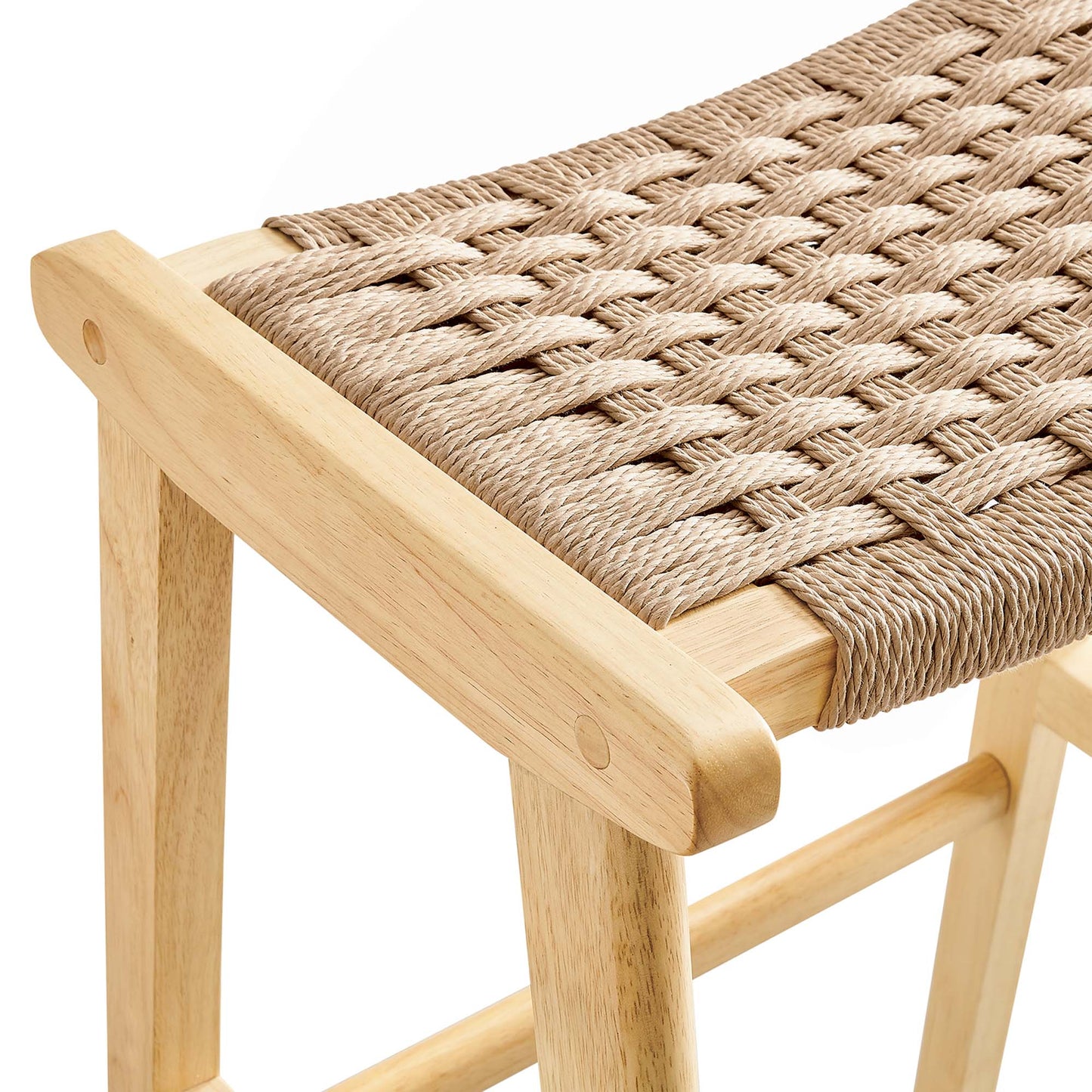 Saoirse Woven Rope Wood Bar Stool Set of 2 by Furniture For America