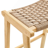 Aurora Woven Rope Wood Bar Stool Set of 2 in Natural Natural