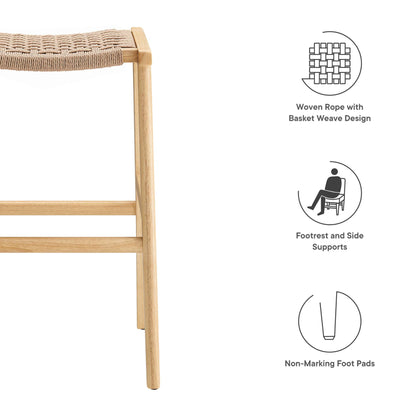 Saoirse Woven Rope Wood Bar Stool Set of 2 by Furniture For America