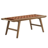 Aurora 47" Faux Leather Wood Bench in Walnut Brown