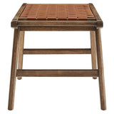 Aurora 47" Faux Leather Wood Bench in Walnut Brown